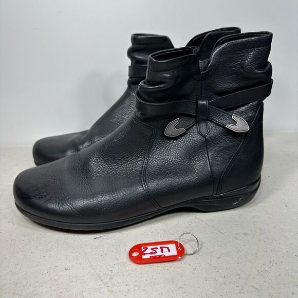 Abeo Ally Slouch Leather Bootie Women US 7 Black Biomechanical Footwear - Picture 1 of 7